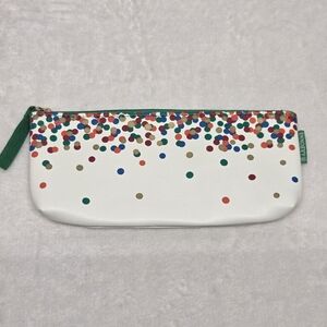 Arbonne Festive Multi-Color Polka Dot Cosmetic Travel Pouch Zippered Confetti